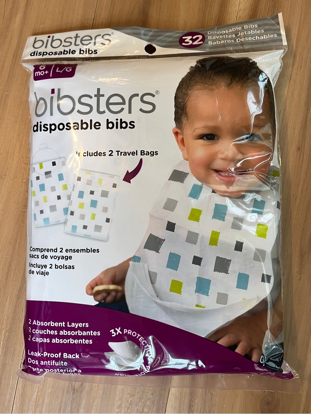 NWT- unopened- Bibsters Disposable Kids Bibs  (32-Pack)